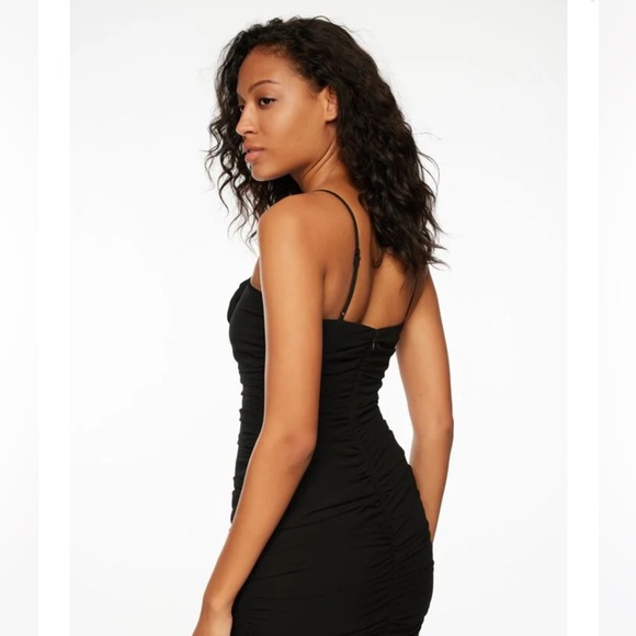 Dynamite Ruched Mini Dress With Rosette in black - Picture 3 of 7